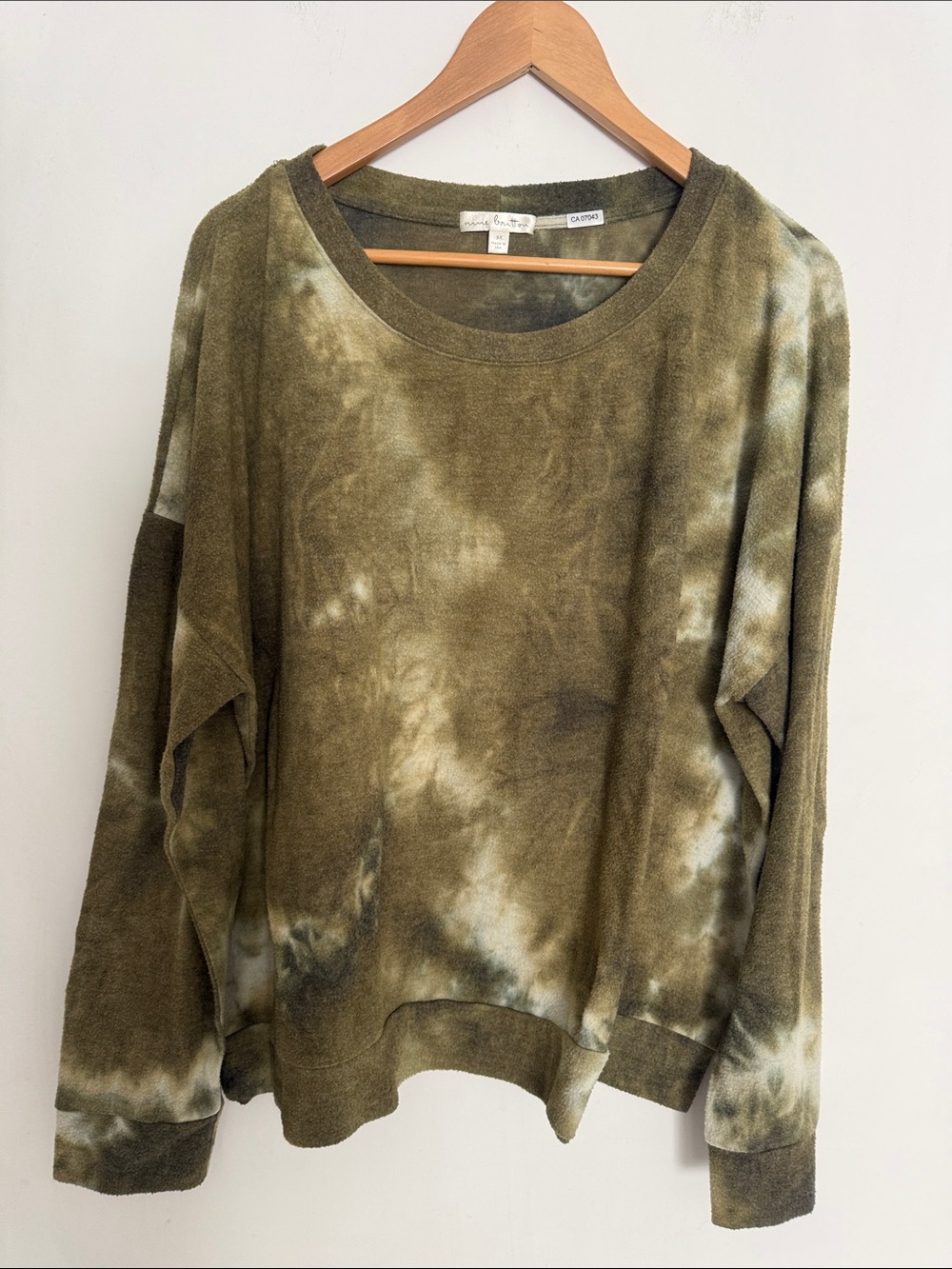 Nine Britton Women Green Tie Dye Brushed Long Sleeve Pullover Knit Top Size 3X
